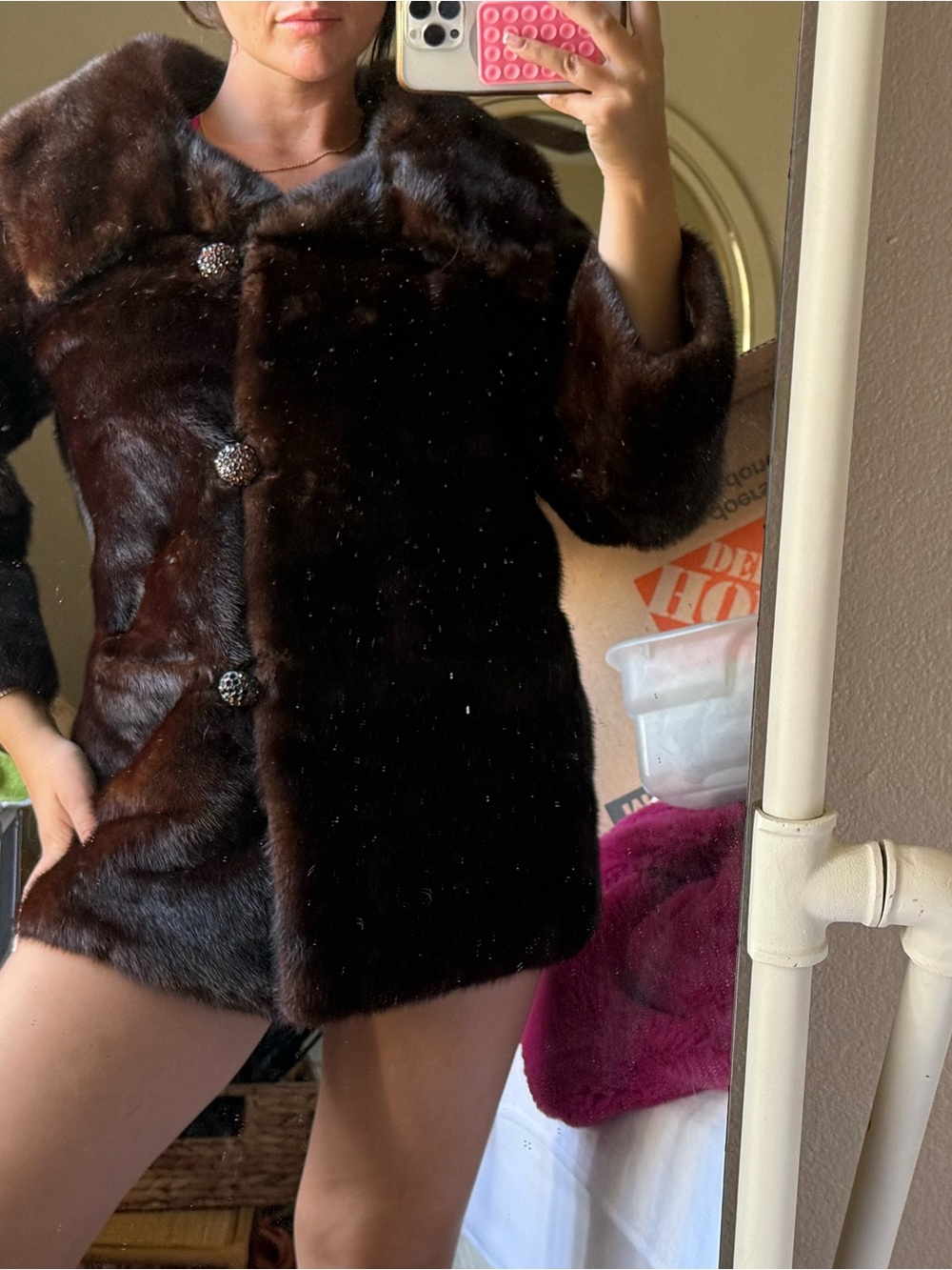 True Vintage Dark Brown Mink Fur Jacket